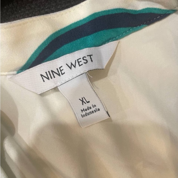 Nine West| Cream and Teal Sleeveless Dress - Picture 4 of 7